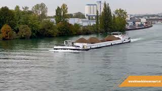 Binnenvaartschip KIES UELI op rivier de Rijn bij Bazel Basel [upl. by Pincus]