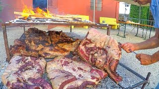 Argentinian Grill Master Roasts Huge Blocks of Bull Meat Italy Street Food Festival [upl. by Clayborn]