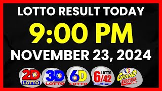 Lotto Result Today 9PM Draw November 23 2024  2D 3D Swertres 6D 642 655 PCSOlotto [upl. by Moule]