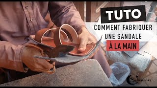 Sandale en cuir pour homme  Mules et tongs dété  tuto comment fabriquer une sandale à la main [upl. by Perice]