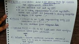 Representation of Data by Text Code  EBCDIC  ASCII  Unicode [upl. by Elidad]