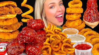 ASMR MUKBANG Spicy Jalapeno Chicken Sandwich Curly Fries Dill Dip Crispy Onion Rings Coleslaw 먹방 [upl. by Neram]