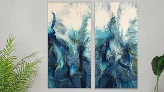 Acrylic Pour  Stunning Dutch Pour Diptych Using Dripping amp Leftover Paint  MUST SEE [upl. by Mahau45]