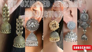 My Oxidized Jewelry Collection Silver amp Golden Jewelry Jhumka Chand Bali Choker Rings Anklet [upl. by Boles]