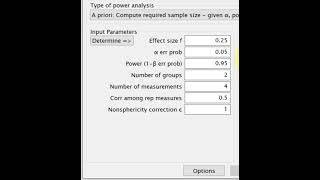 GPower  Mixed design ANOVA minimum sample size [upl. by Aramit]