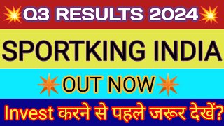 Sportking Q3 Results 🔴 Sportking Share Latest News 🔴 Sportking India Share 🔴 Sport King [upl. by Pubilis434]