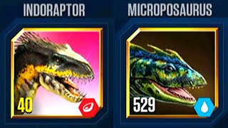 INDORAPTOR VS MICROPOSAURUS  JURASSIC WORLD THE GAME [upl. by Griff]