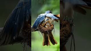 Heroic blue bird Rescue Chicks During Whiteout Snowstorm birds snow mother trending [upl. by Anayi817]