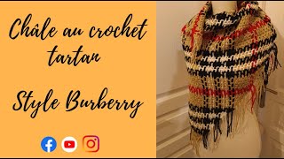 Châle tartan au crochetcrochetlovecrochetpatterncrochettutorials crochetshawlsвязаниекрючком [upl. by Annua]