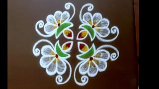 3 Simple Design Karthika masam Rangoli 🌺 Vilakku Kolam 🌺 deepam special rangoli 🌺 422 dots kolam [upl. by Bush930]