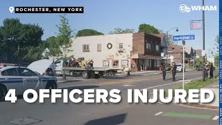 Four Rochester police officers injured after breaking up large group of bikers [upl. by Refinney]