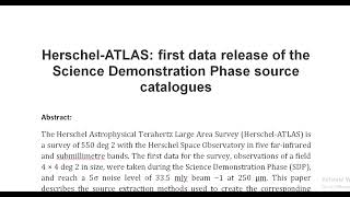 Herschel ATLAS first data release of the Science Demonstration Phase source catalogues [upl. by Imim666]