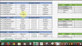 Calendario del mundial de futbol en excel  brasil 2014 [upl. by Lemak]