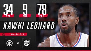 Kawhi Leonard WENT TO WORK with 34 PTS on 78 shooting to hold off the Kings 😤  NBA on ESPN [upl. by Etteyafal457]