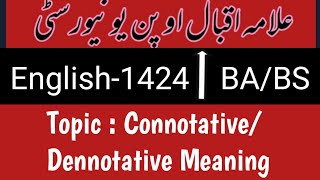 Aiou 1424 English  Connotative amp Denotative meanings [upl. by Brunelle664]