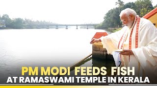 At Ramaswami Temple in Kerala PM Modi feeds fish [upl. by Alyahc824]