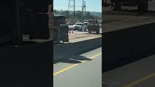 Flipped Dump Truck on Port Mann Bridge [upl. by Esdnyl]