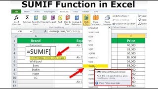 SUMIF Excel Function  How to Use SUMIF Formula in Excel [upl. by Nirahs661]