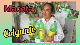 Como hacer macetas colgantes con botellas de refresco macetaconminombre ReciclaConAnais [upl. by Ogilvie]