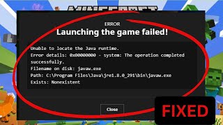 How To Fix Unable To Locate Java Runtime Minecraft  Fix Error launching the Game Failed [upl. by Elicia]