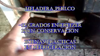 heladera philco FRBE26B 32 grados en freezer 19 en conservacion filtro o capilar tapado [upl. by Meenen]