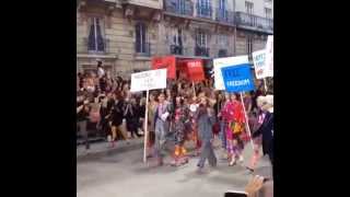 Chanel SS15 quotFEMINISMquot Protest By Fashion Models [upl. by Octavus]