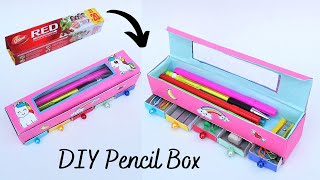 How to make a Unicorn Pencil Case from Toothpaste Box Best out of Waste DIY Paper Pencil Box [upl. by Edana]