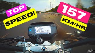 BMW G 310 R TOP SPEED TEST AKRAPOVIC EXHAUST  157 KmHr [upl. by Leontina]