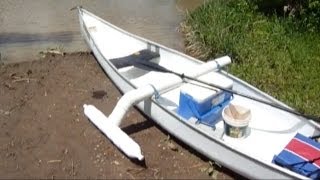 The worlds Coolest 100 Catfishing Canoe with homemade outrigger Canoe stabilizer [upl. by Ahseirej]