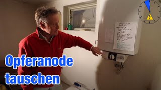 Werner baut Opferanode aus STIEL Boiler tauschen wechseln Schutzanode Speicheranode Magnesiumanode [upl. by Marlee793]