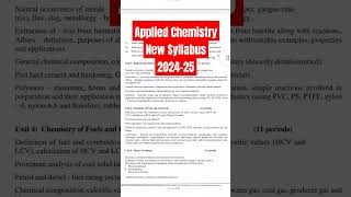 Applied Chemistry New Syllabus 202425  Polytechnic 1st semester Chemistry Paper shorts bteup [upl. by Melquist]