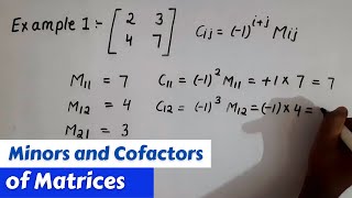 How to find minor and cofactor of Matrices  minor and cofactor of determinant  minor  cofactor [upl. by Eralc]