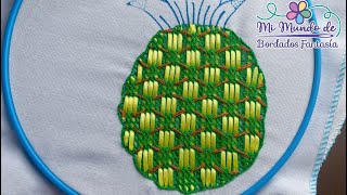 Bordado 103 Bordado a mano Piña 2 puntada para canastas fruteros etc embroidery bordado [upl. by Ait780]