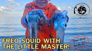 Kid  SQUID  Fremantle fishing from the kayak with my son [upl. by Aiuqat]