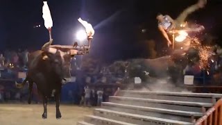 Man Gored By Bull With Flaming Horns [upl. by Ahras]