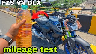 New Yamaha FZS DLX V40  E20 1 LITRE Mileage Test  FZS V4 Mileage  new yamaha mileage [upl. by Nimsay]