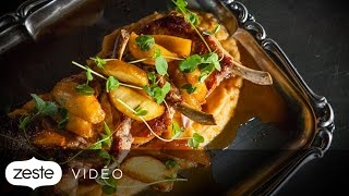 Recette de côte de porc pommes caramélisées purée de rutabaga  Zeste [upl. by Navap]