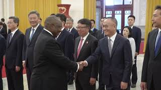 President Ramaphosa and President Jinping greet respective ministers during the State Visit [upl. by Ardnola]