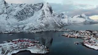 Drone video of Hurtigruten Otto Sverdrup visiting Reine Lofoten 19112023 [upl. by Amin1]