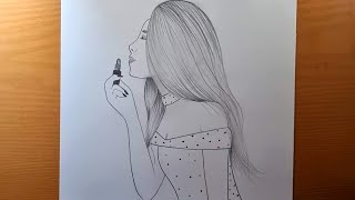 Disegnare facilmente una ragazza carina con i capelli lunghi  Disegna ragazze carine matita [upl. by Cosenza]