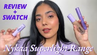 NEW NYKAA SUPERLIGHT RANGE  Skin Tint Mascara Lipstick  Detail Review  Swatch Nykaa [upl. by Whit]