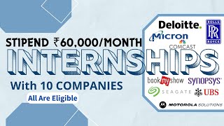 INTERNSHIPS⚠️  INTERNSHIPS⚠️  STIPEND ₹60KMONTH  INTERNSHIP With 10 COMPANIES  All Are Eligible [upl. by Pachton850]