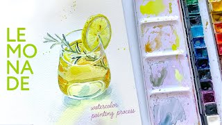 Painting Glass Of Lemonade With Watercolor  Speedpaint and tips [upl. by Stefanie240]