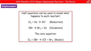 AQA Chemistry C25  Halogen Displacement Reactions [upl. by Quartus]