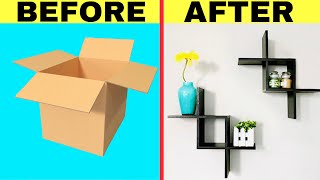 4 SUPER EASY WALL SHELF USING CARDBOARD  DIY CARDBOARD HOME DECOR  BEST OUT OF WASTE CRAFT [upl. by Bride568]