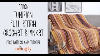 Tunisian Full Stitch Crochet Blanket Lunch and Learn with Moogly [upl. by Ahsilaf]