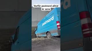 Postnord bil har kört ner i diket fördig roligt roligaklipp sverige [upl. by Zennie]