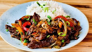 Best Pepper Steak Recipe  Easy Beef Stir Fry  Fluffy Basmati Rice Recipe Steak and Pepper [upl. by Christopher]