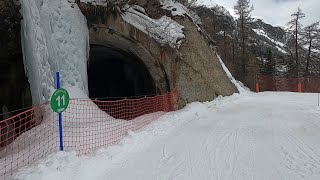 FROZEN WATERFALL skiing down GREEN MYRTILLES GoPro HD POV  Tignes resort  Apr 2023 [upl. by Elleina]