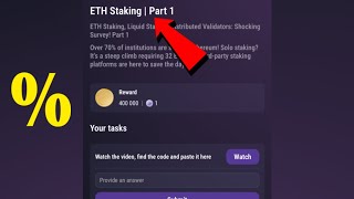 ETH Staking  Part 1 Tapswap YouTube Video Code [upl. by Levram]